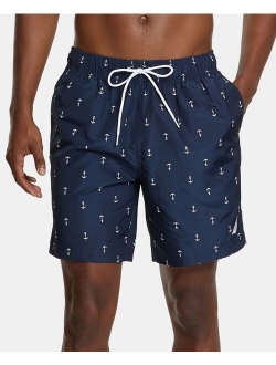 Men's Quick-Dry Anchor-Print 8" Swim Trunks