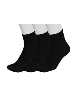 Women 3 Pack Pair Turncuff Crew Sock One Size Black