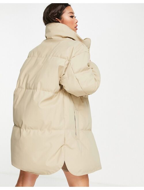 Asos Design rubberized oversized puffer jacket in camel