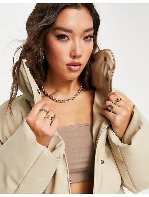 Asos Design rubberized oversized puffer jacket in camel