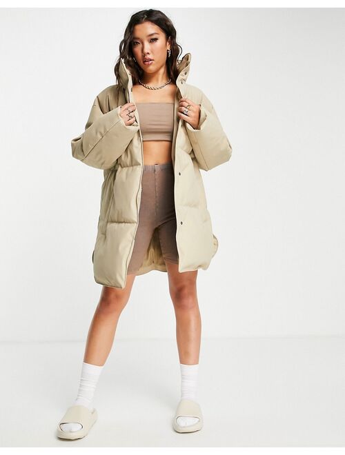 Asos Design rubberized oversized puffer jacket in camel