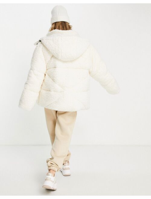 Asos Design oversized sherpa puffer coat in cream