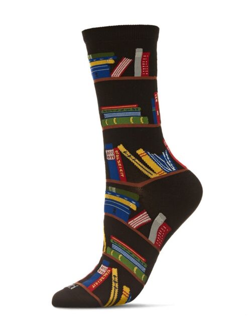 MeMoi Women's Bookshelf Rayon from Bamboo Crew Socks