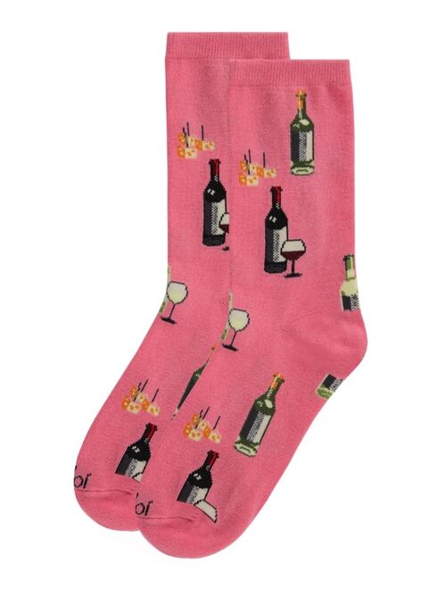 MeMoi Wine and Cheese Women's Novelty Socks