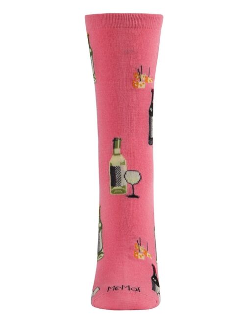 MeMoi Wine and Cheese Women's Novelty Socks