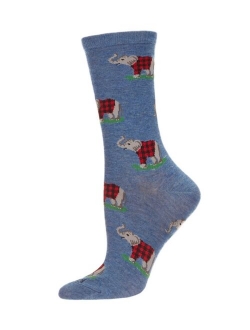 Women's Elephants In Plaid Rayon from Bamboo Crew Socks