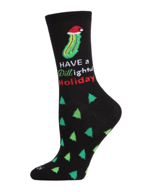 MeMoi Women's Dill-Ightful Holiday Crew Socks