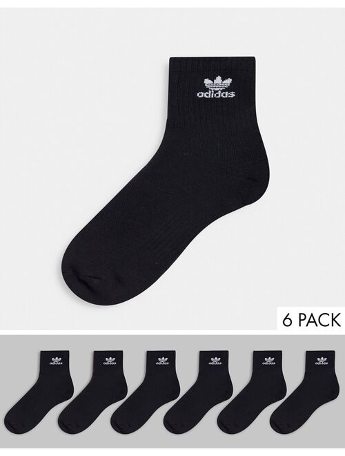 Adidas Originals Originals trefoil 6-pack quarter socks in black