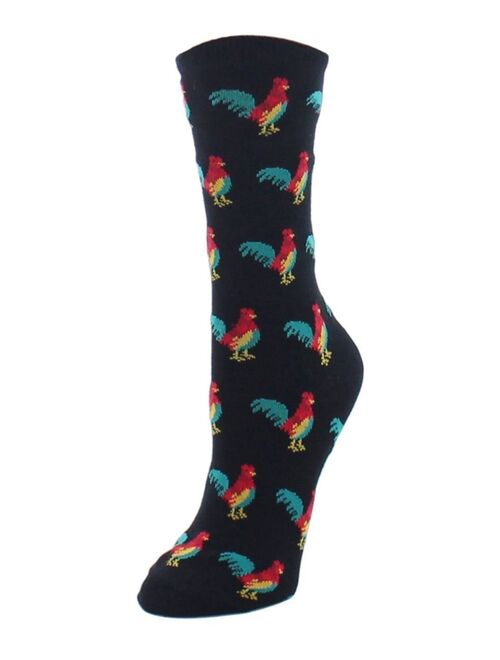 MeMoi Women's Early Bird Rooster Crew Novelty Socks