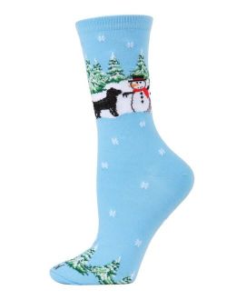 Women's Dog Snowman Holiday Crew Socks
