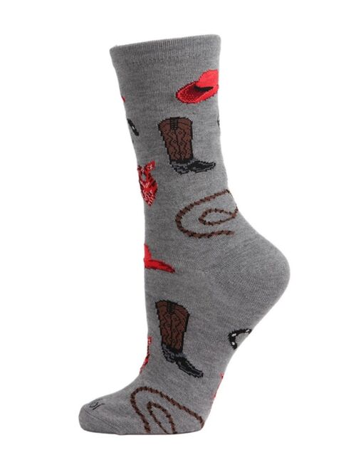 MeMoi Women's Western Theme Crew Socks