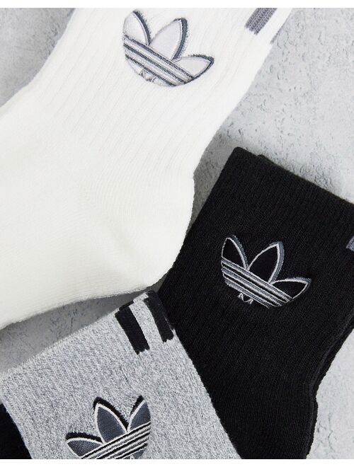 Adidas Originals Originals 3-pack embroidered Trefoil socks in multi