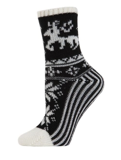 Reindeer Sweater Knit Women's Crew Socks