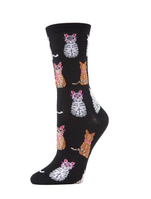 MeMoi Studious Cats Women's Novelty Socks