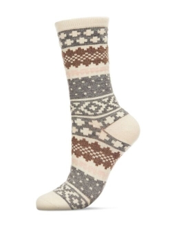 Women's Winter Fairisle Cashmere Blend Crew Socks