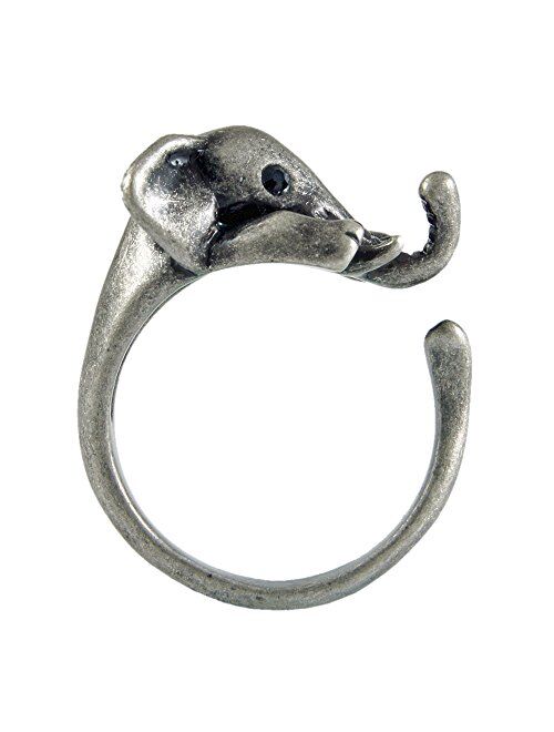 Ellenviva Elephant Adjustable Animal Wrap Ring Vintage Silver Tone