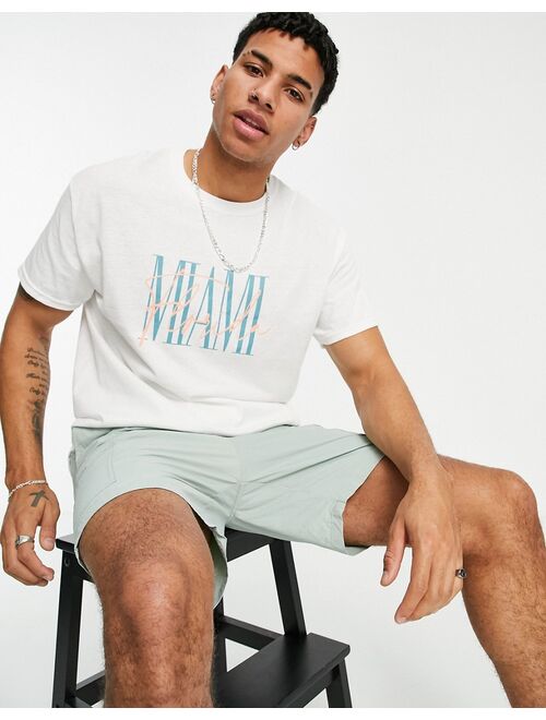 New Look oversized T-shirt with Miami print in red