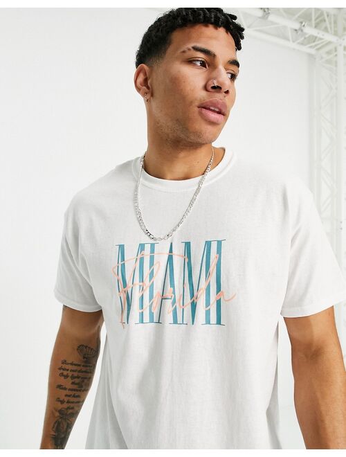 New Look oversized T-shirt with Miami print in red