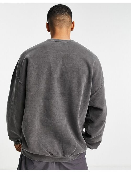 New Look color block spliced sweat with varsity print in dark gray