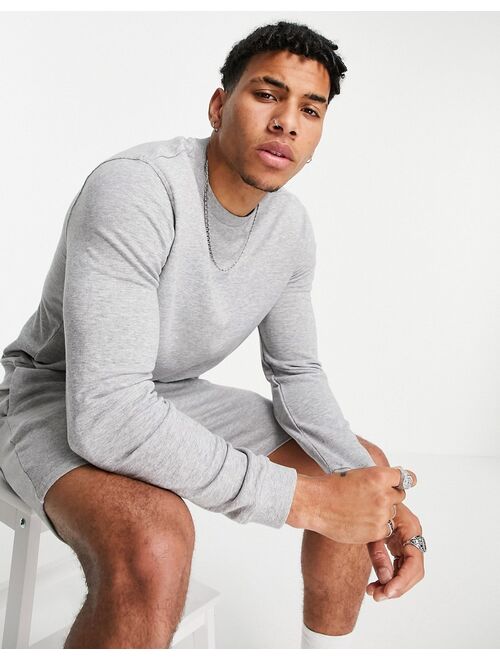 New Look crew neck solid pullover sweatshirt in gray