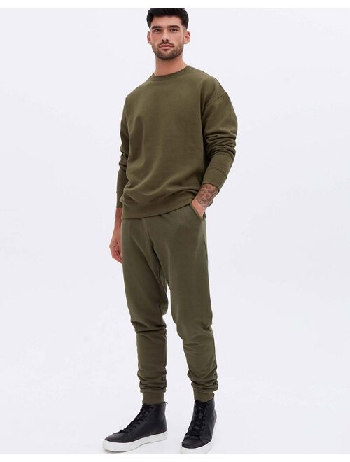 New Look crew neck pullover sweatshirt in khaki