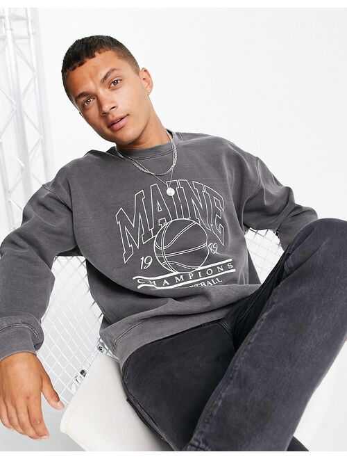 New Look crew neck pullover sweatshirt with Maine varsity print in black