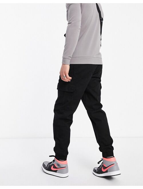 New Look cuffed cargo pants in black