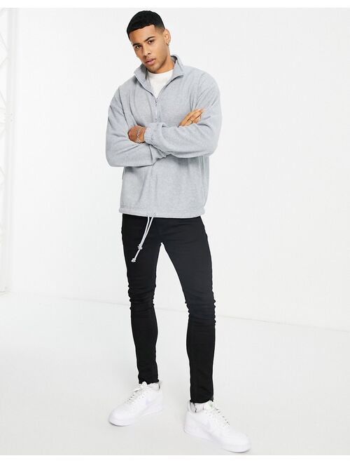 New Look oversized funnel neck fleece sweat in gray