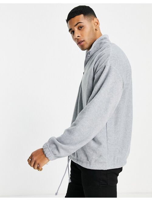 New Look oversized funnel neck fleece sweat in gray