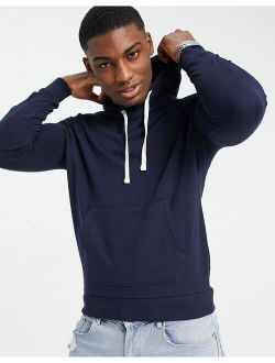 drawstring pullover regular fit hoodie in navy