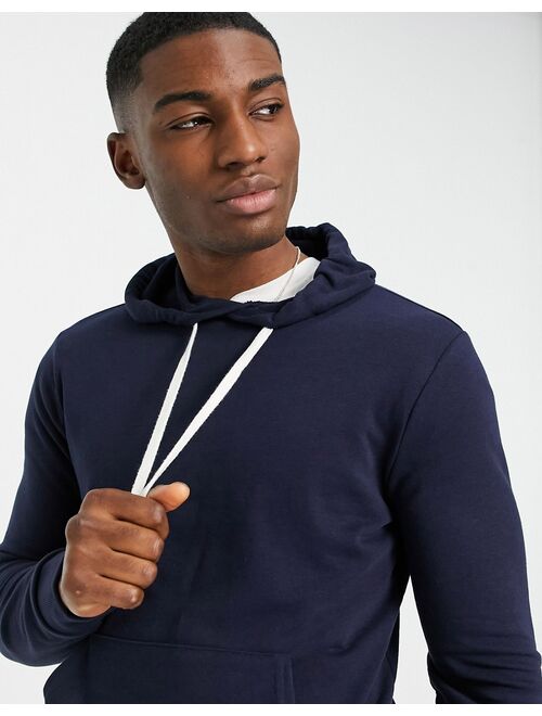 New Look drawstring pullover regular fit hoodie in navy