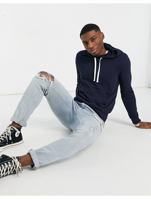 New Look drawstring pullover regular fit hoodie in navy