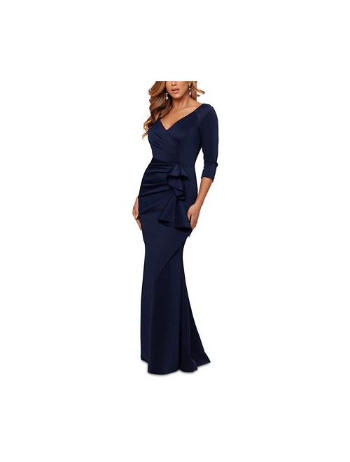 Xscape Pleated Ruffled Gown