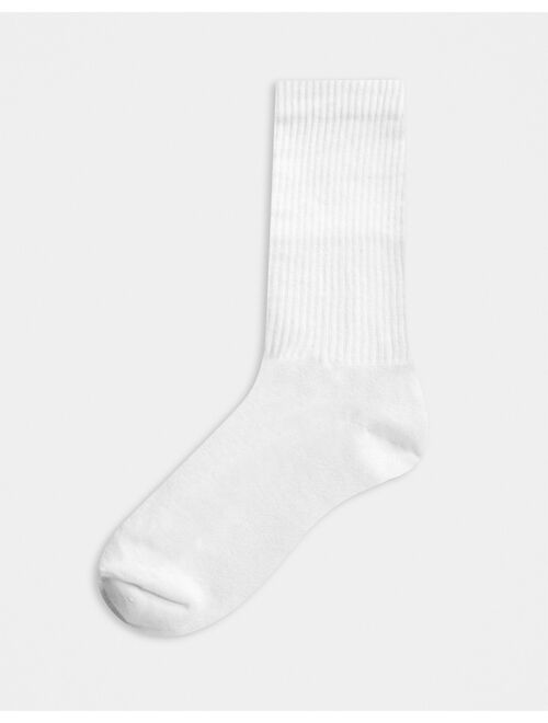 New Look ribbed 5 pack sport socks in white