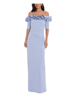 Ruffled Off-the-Shoulder Gown