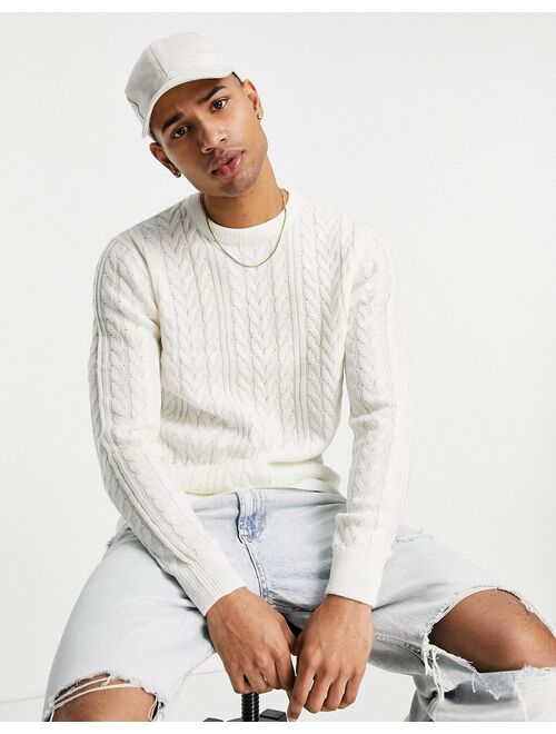 New Look cableknit sweater in off-white