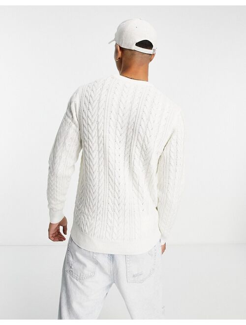 New Look cableknit sweater in off-white