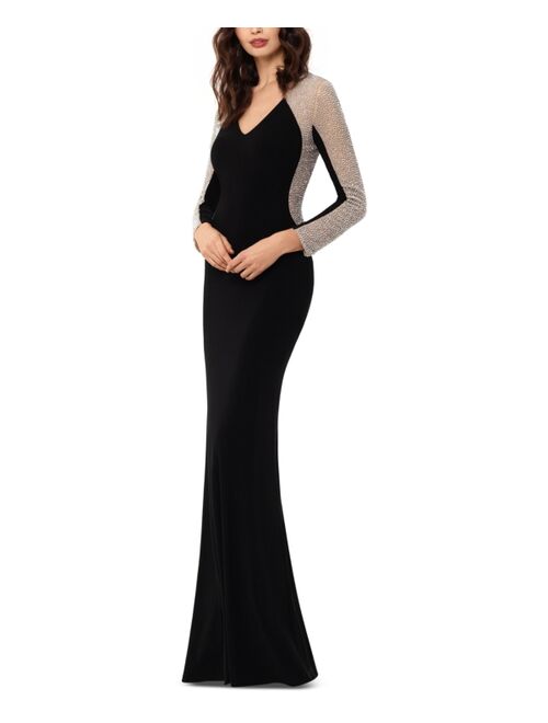 Xscape Petite Embellished-Mesh Gown