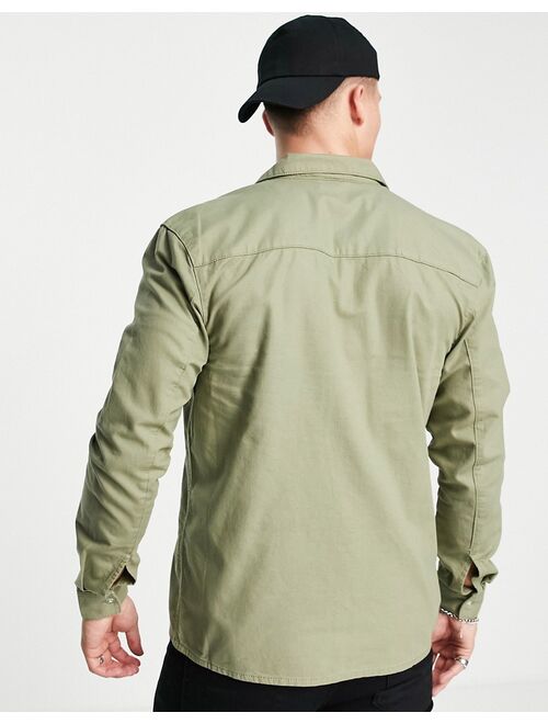 New Look zip up overshirt in khaki