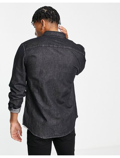 New Look long sleeve denim shirt in black