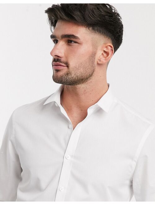 New Look long sleeve poplin shirt in white