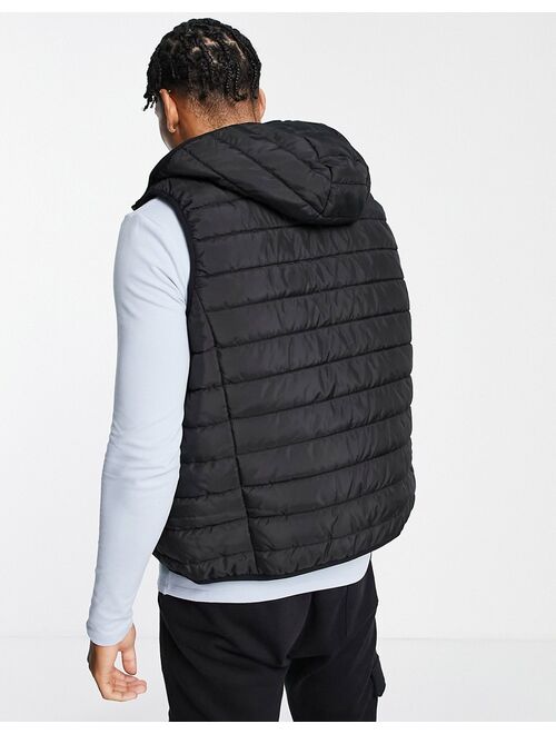 New Look hooded puffer vest in black