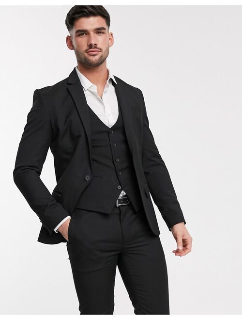 New Look skinny suit jacket in black