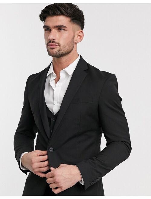 New Look skinny suit jacket in black