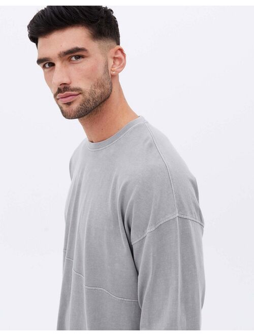 New look long sleeve T-shirt in washed gray