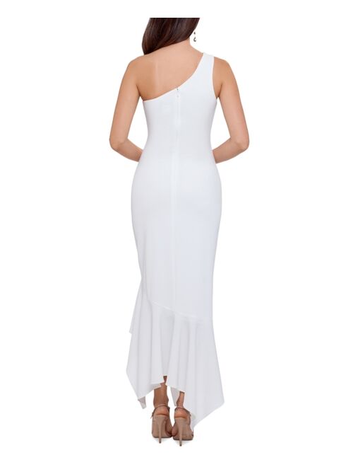 Xscape Petite Ruffled One-Shoulder Gown