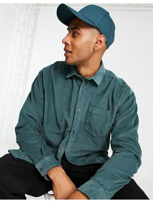 New Look oversized corduroy overshirt in teal