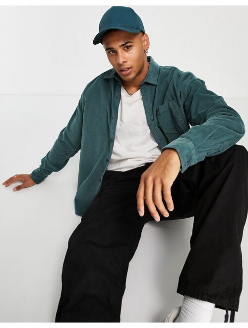 New Look oversized corduroy overshirt in teal