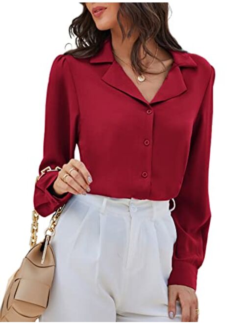 GRACE KARIN Women's Button Down Shirts Casual Long Sleeve Business Work Blouse Tops V Neck