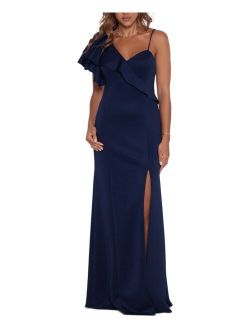 Ruffled One-Shoulder Gown